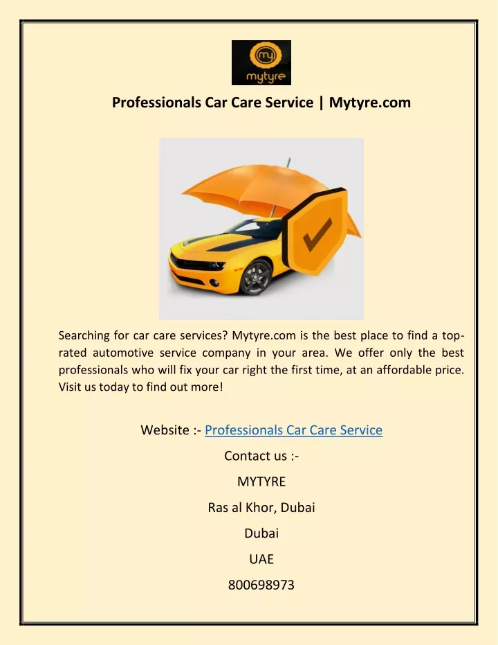 professionals car care service mytyre com