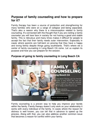 Family counseling in Long Beach CA | Therapist in San Pedro