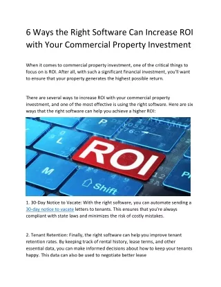 6 Ways the Right Software Can Increase ROI with Your Commercial Property Investment