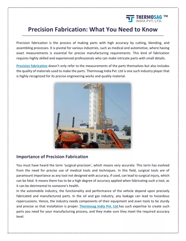 precision fabrication what you need to know