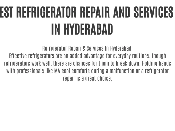 est refrigerator repair and services in hyderabad