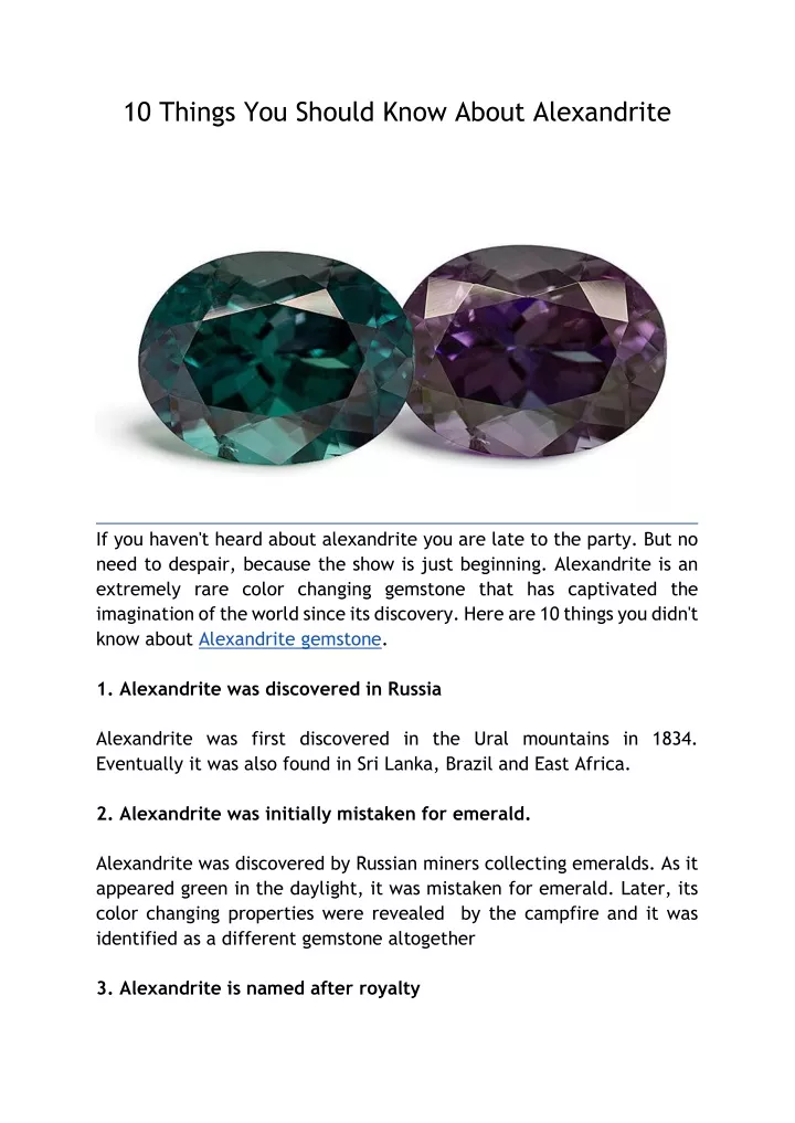 10 things you should know about alexandrite
