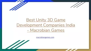Best Unity 3D Game Development Companies India