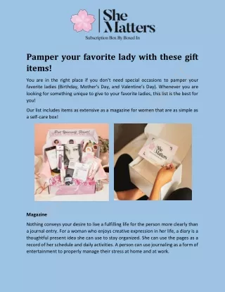 Self Care Box For Ladies | She Matters Subscription Box, LLC