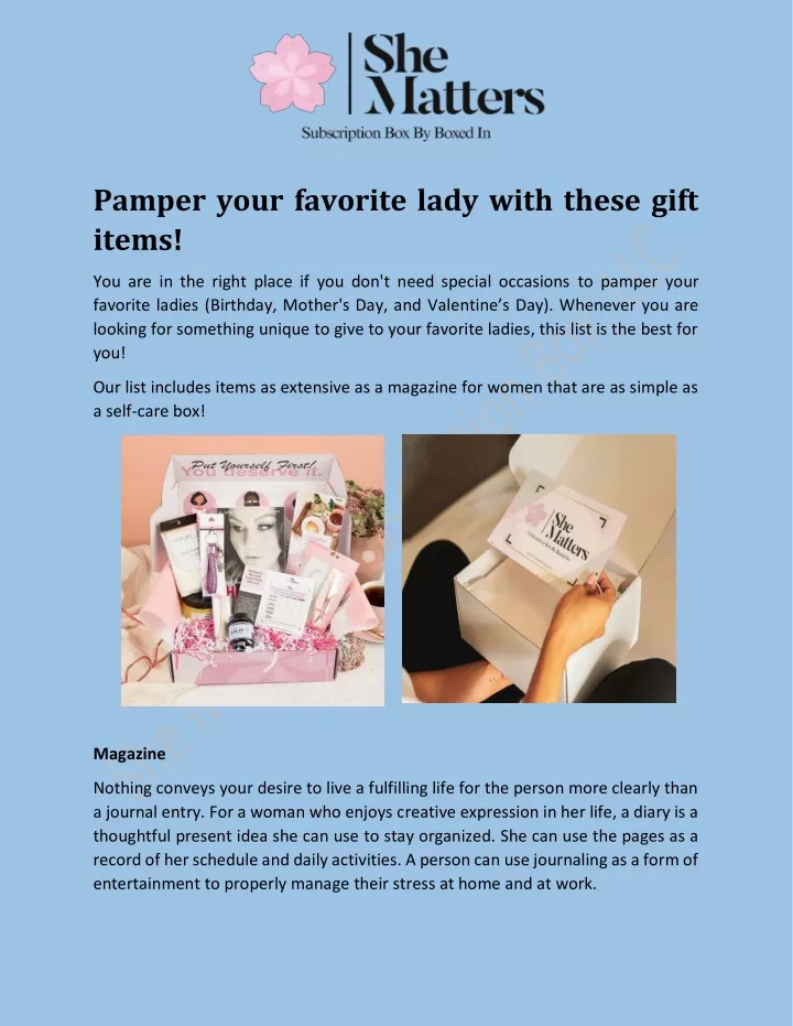pamper your favorite lady with these gift items