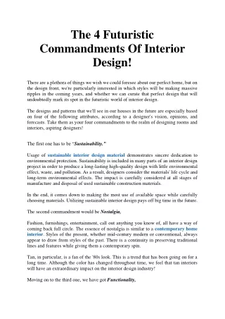 The 4 Futuristic Commandments Of Interior Design!
