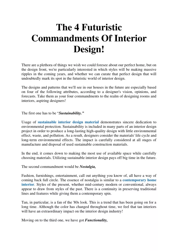the 4 futuristic commandments of interior design