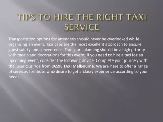 Tips for Choosing the Best Taxi Service to Melbourne Airport