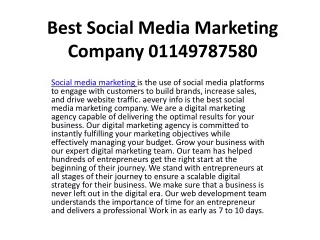 Best Social Media Marketing Company 01149787580