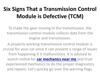 six signs that a transmission control module is defective tcm