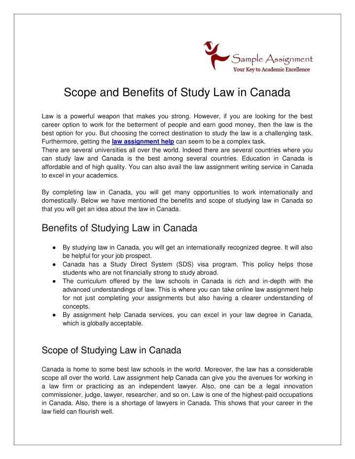 scope and benefits of study law in canada