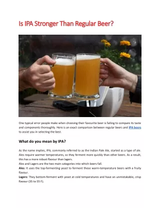 Is IPA Stronger Than Regular Beer