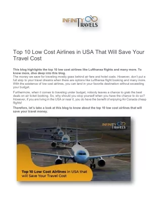 top 10 low cost airlines in usa that will save