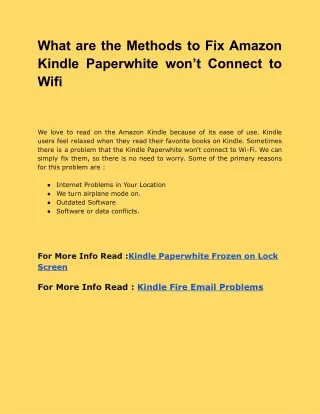 what are the methods to fix amazon kindle