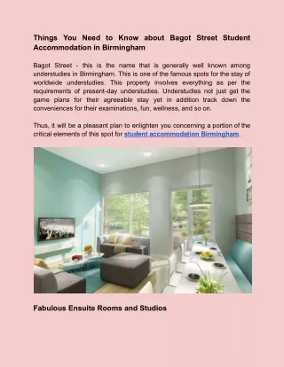 Things You Need to Know about Bagot Street Student Accommodation in Birmingham