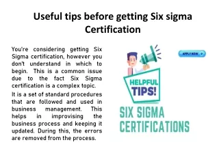 tips for six sigma certification aspirants