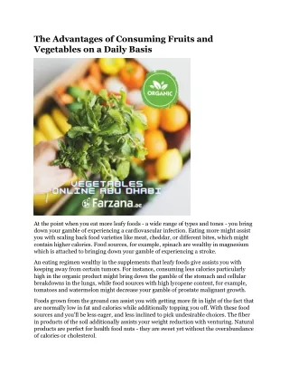 the advantages of consuming fruits and vegetables