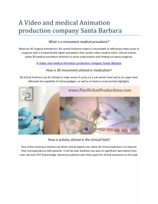 A Video and medical Animation production company Santa Barbara