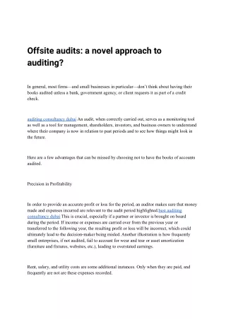 offsite audits a novel approach to auditing