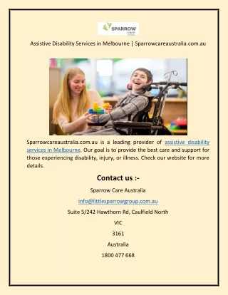 Assistive Disability Services in Melbourne  Sparrowcareaustralia.com