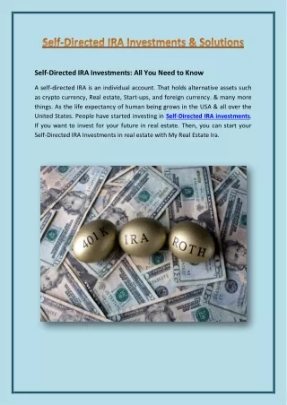 Self-Directed IRA Investments & Solutions