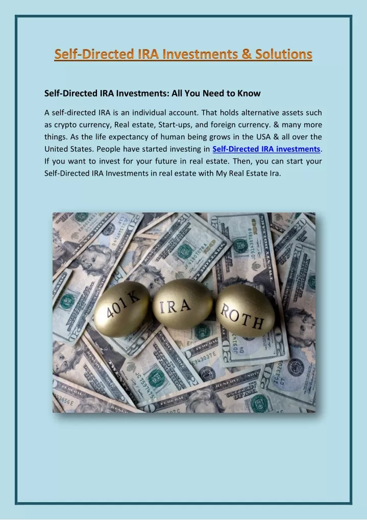self directed ira investments all you need to know