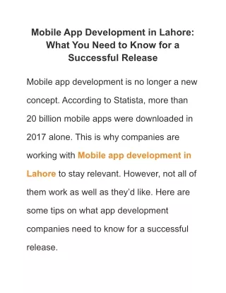 mobile app development in lahore what you need