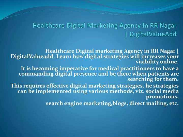 healthcare digital marketing agency in rr nagar digitalvalueadd