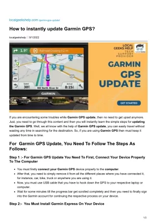localgeekshelp com garmin gps update