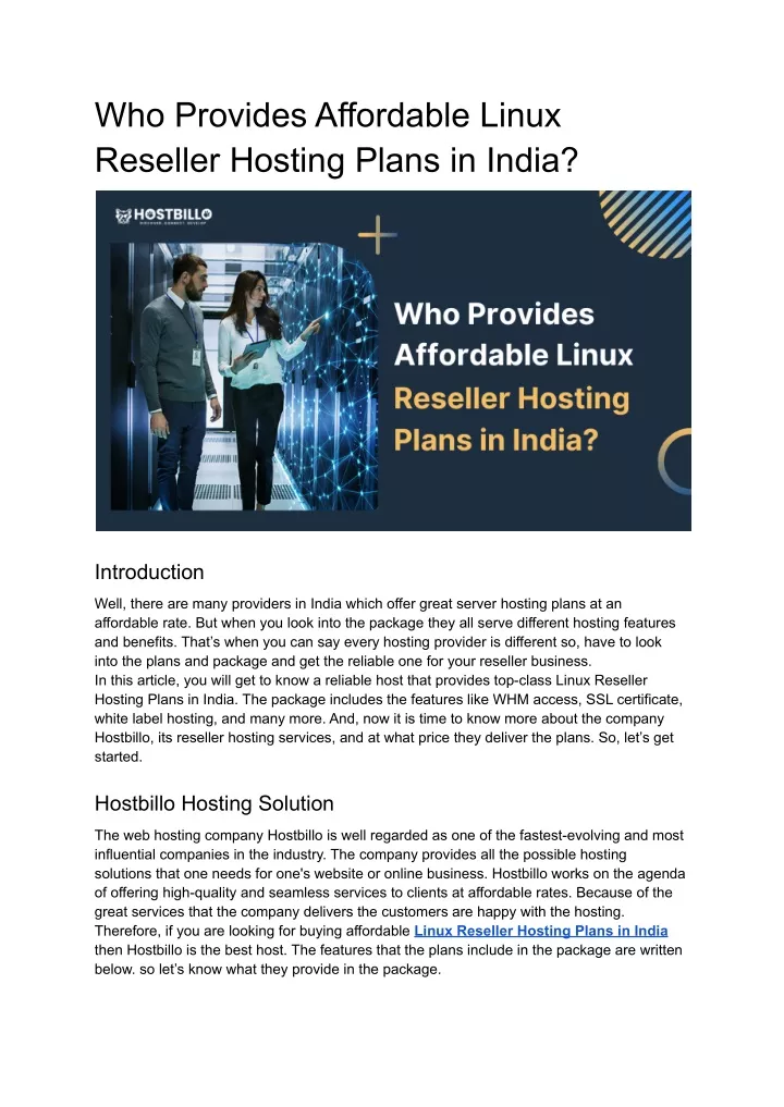 who provides affordable linux reseller hosting