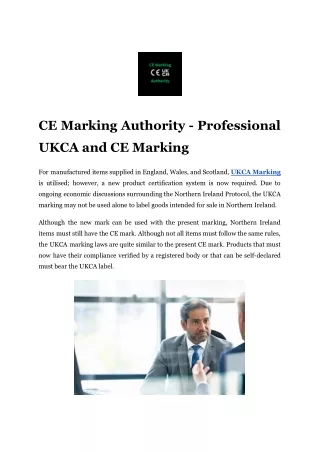 CE Marking Authority - Professional UKCA and CE Marking