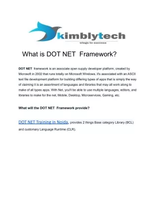 What is DOT NET  Framework