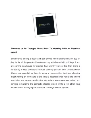 elements to be thought about prior to working