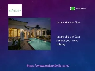 luxury villas in Goa perfect your next holiday