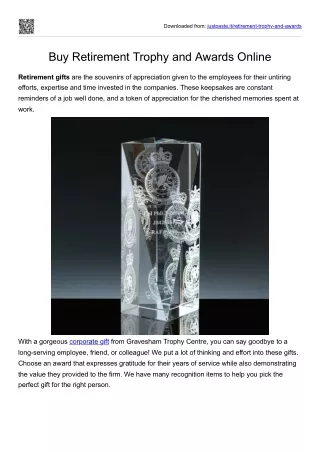 Buy Retirement Trophy and Awards Online