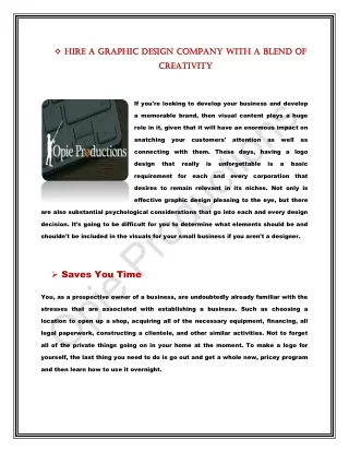 Hire A Graphic Design Company With A Blend Of Creativity