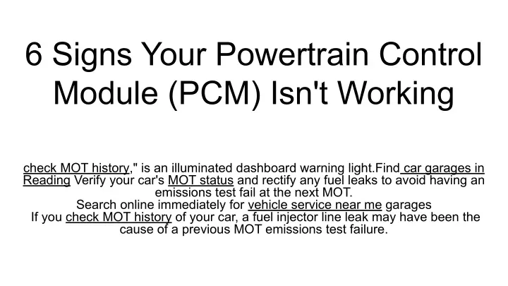 6 signs your powertrain control module