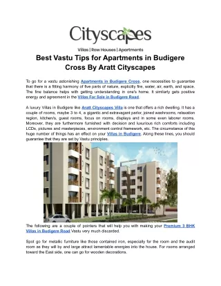 Best Vastu Tips for Apartments in Budigere Cross By Aratt Cityscapes