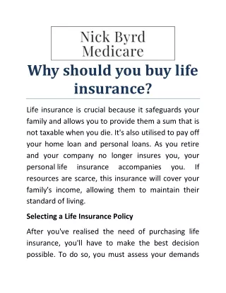 Why should you buy life insurance