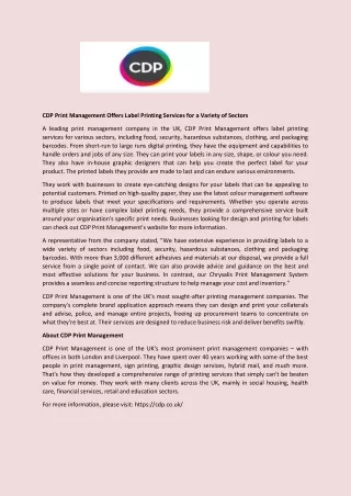 cdp print management offers label printing