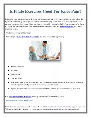 is pilate exercises good for knee pain