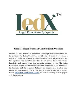Judicial Independence and Constitutional Provisions