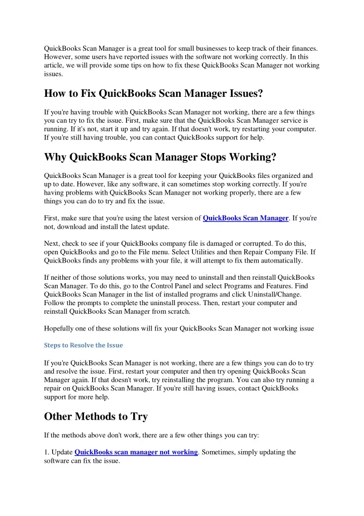 quickbooks scan manager is a great tool for small