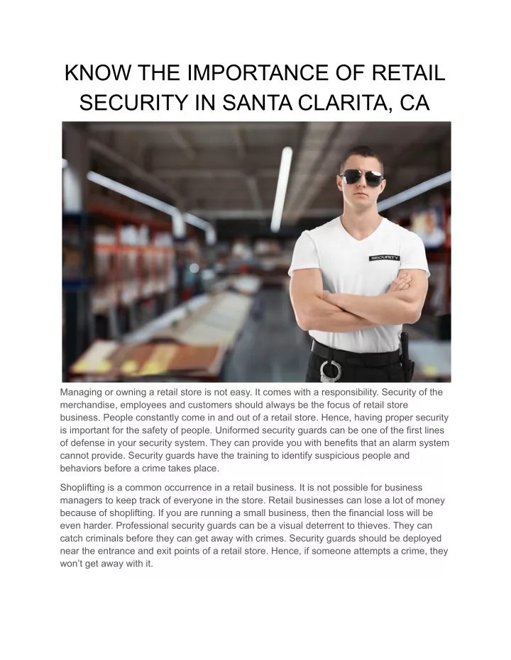 know the importance of retail security in santa