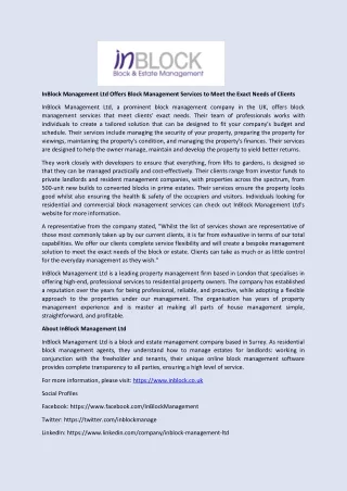 inblock management ltd offers block management