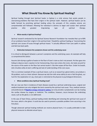 What Should You Know By Spiritual Healing