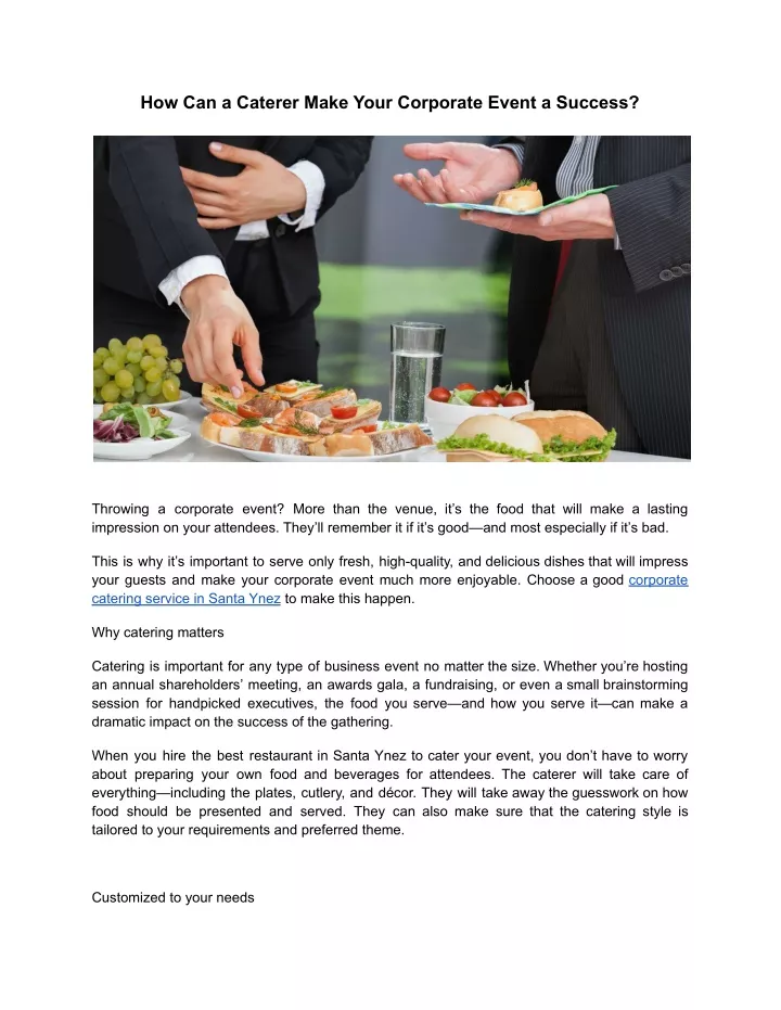 how can a caterer make your corporate event