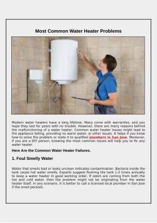 most common water heater problems