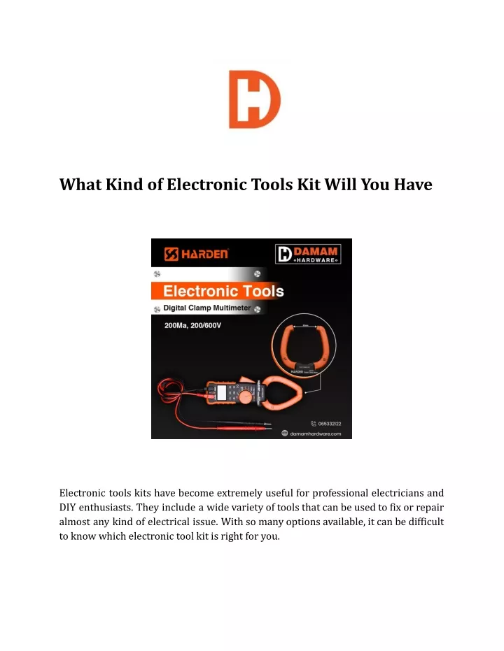 what kind of electronic tools kit will you have