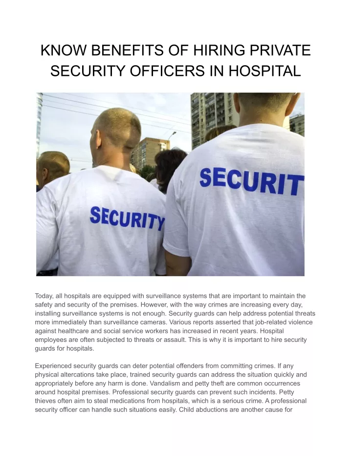 know benefits of hiring private security officers